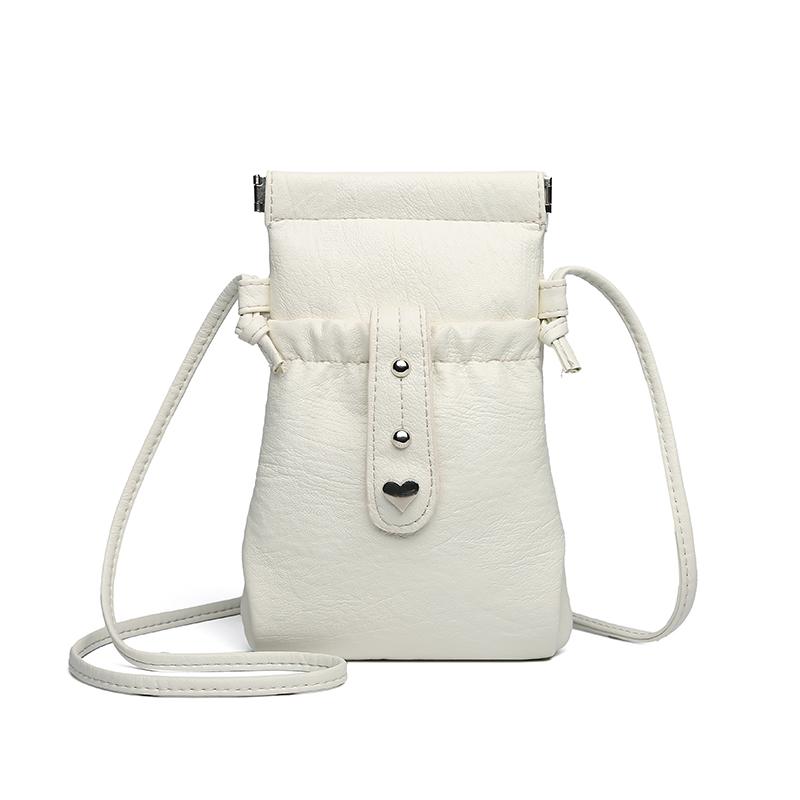 

PU Mobile Phone Bag Women s Small Bag Solid Color Shoulder Bag бежевий