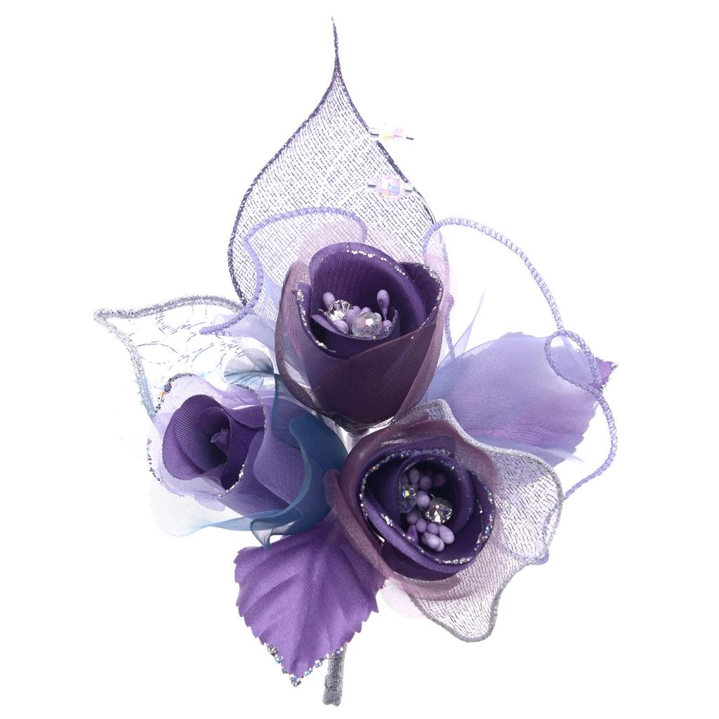 Satin Corsage 290 for School Entrance Kindergarten Entrance Graduation Ceremony Japanese-made 3-flower Ceremony, Ceremony, (Dark Purple)
