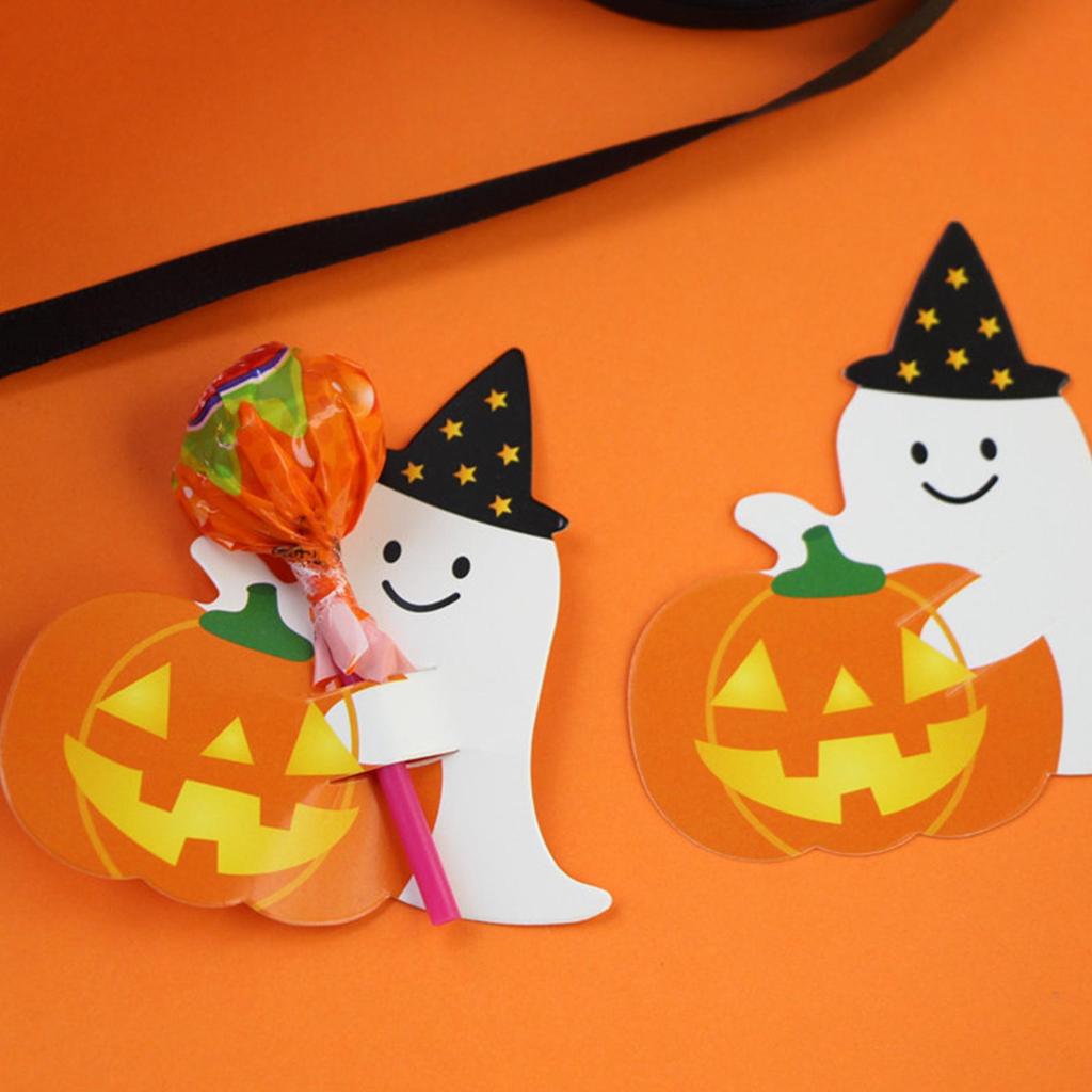 Halloween Lollipop Holder Pumpkin Ghost Halloween Candy Package Card 50 Pieces Package Wrappers For Wedding Bake Birthday Girls