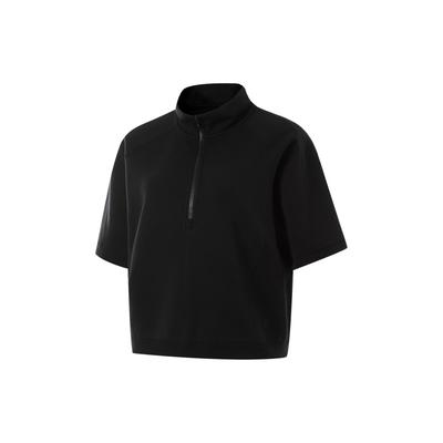 Bequemes, lockeres, schweißabsorbierendes Kurzarm-Poloshirt Damenoberteile Schwarz APLU720-4