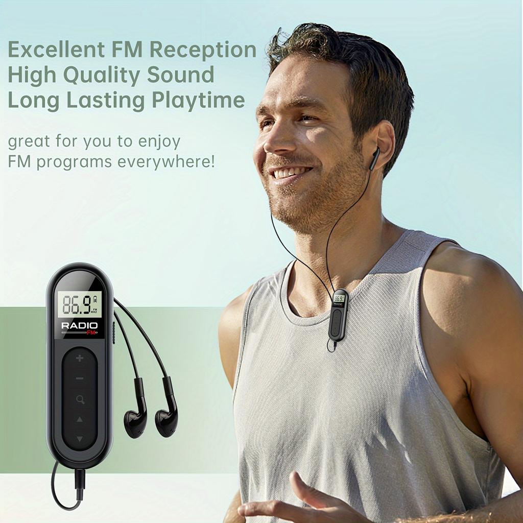 Mini Pocket FM Radio Portable Radio Receiver With Backlight LCD Display 3.5mm Headphone Receiving Antenna Type-c Chargin