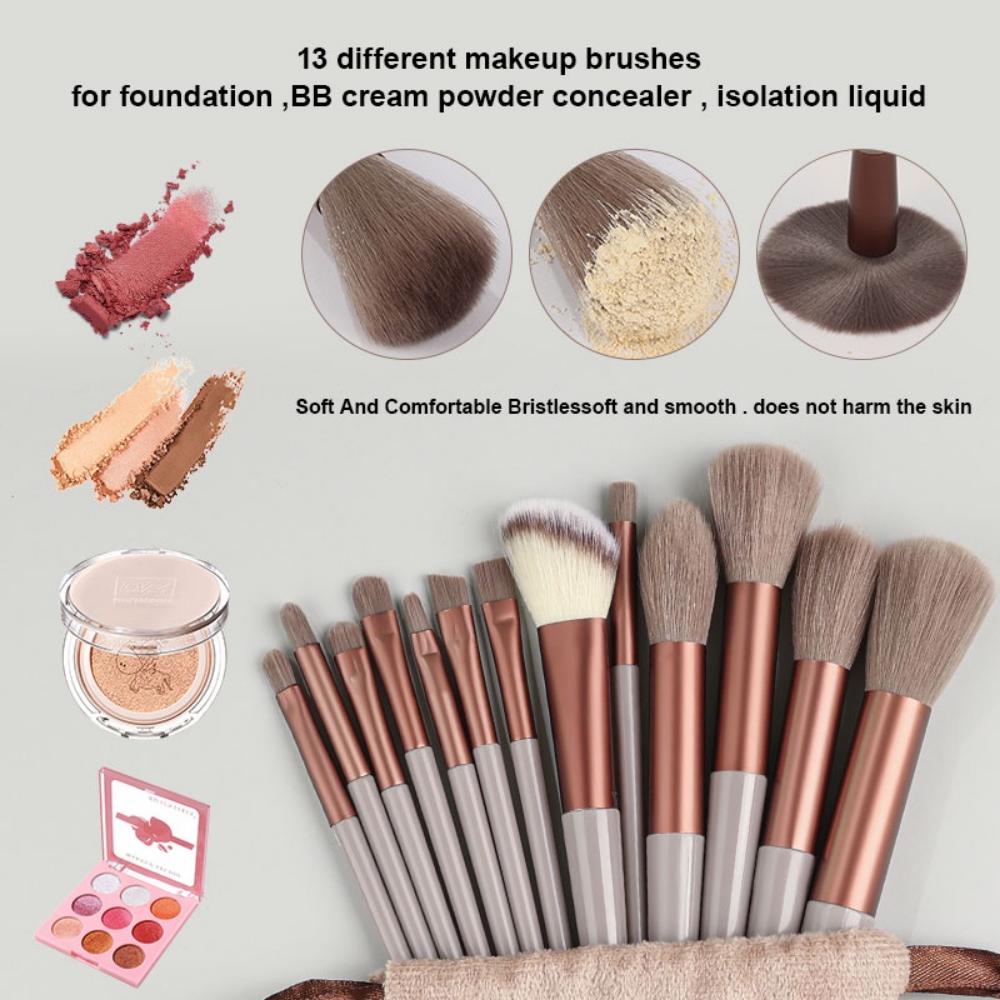 13PCS / Set with Bag Face Styling Tools Beauty Styling Tools for Cosmetics Foundation Portable Travel Makeup Brush Soft Set, Eye Brush Face Makeup