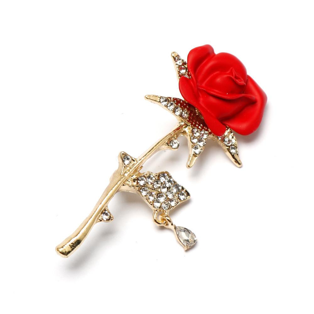 Flower Rose Trendy Jewelry Pin Accessory With Alloy Material For Formal Attire