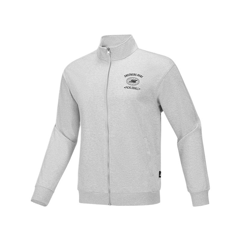 Skechers Basic Sports Series Comfortable Soft Simple Stand Collar Long Sleeve Jacket Men Jacket Gray P424M042-01T1 XXL