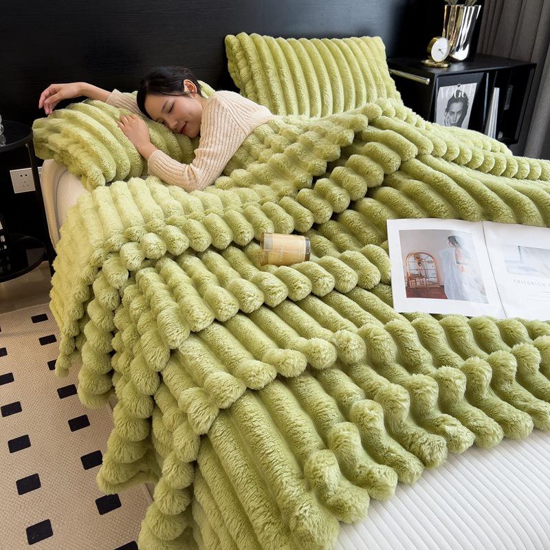 Nischen-Fleecedecke: Schlafsaaldecke aus Flanell aus Kaninchenfellimitat für Einzel-/Doppelbetten