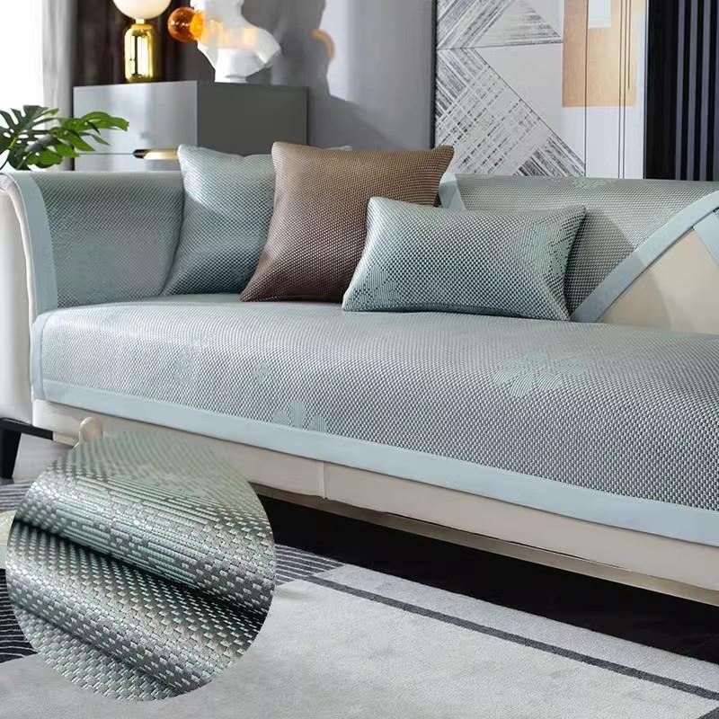 Cooling Rattan Straw Mat Sofa Cushion Summer Summer Seat Cushion for Summer Washed Ice Silk Non-Slip Sofa Cover Seat Cushion Ice Pad