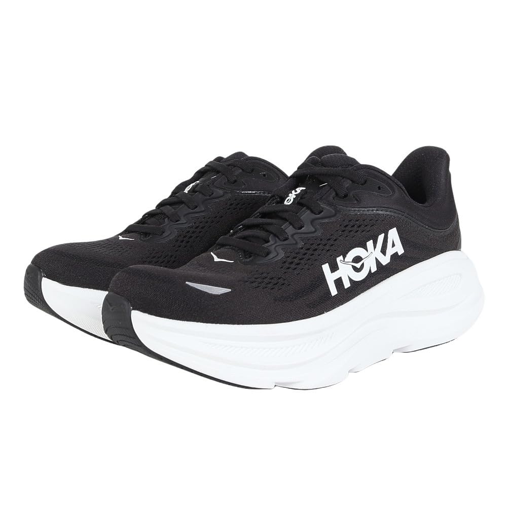 

HOKA Bondi 9 Wide Running Black and Size Shoes, White, 26.5, Men s, 1162013-BWHT
