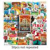 50 Italian Landmark Stickers: Outdoor Scenery Travel, Waterproof for Suitcase & Car