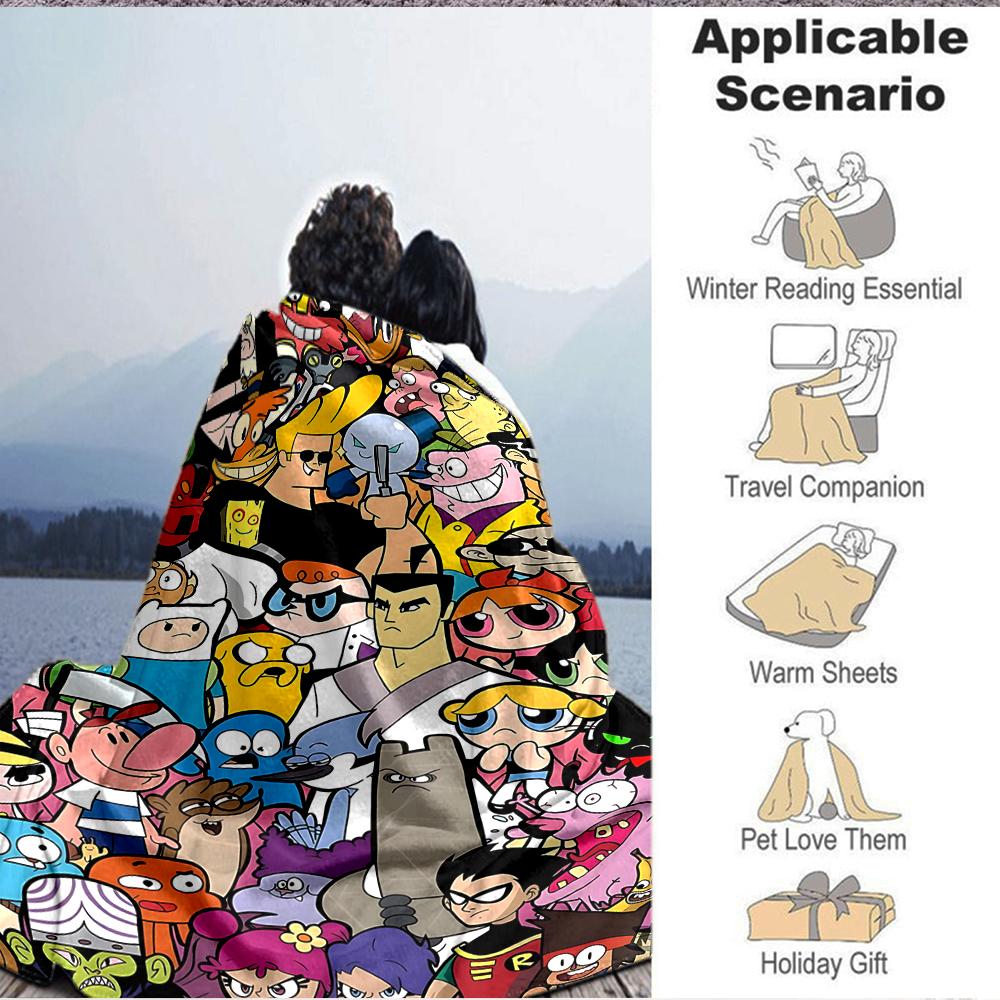 1Pc Anime Character Mashup Poster Flannel Fleece Blanket Soft Warm Throw Blanket For Sofa Bed Couch Home Decor Travel Nap Blanket Xmas Gift Q1200