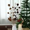 Christmas Tree Ornament Stem Delicate Velvety Ball Stem For DIY Christmas Tree And Wreath Decoration