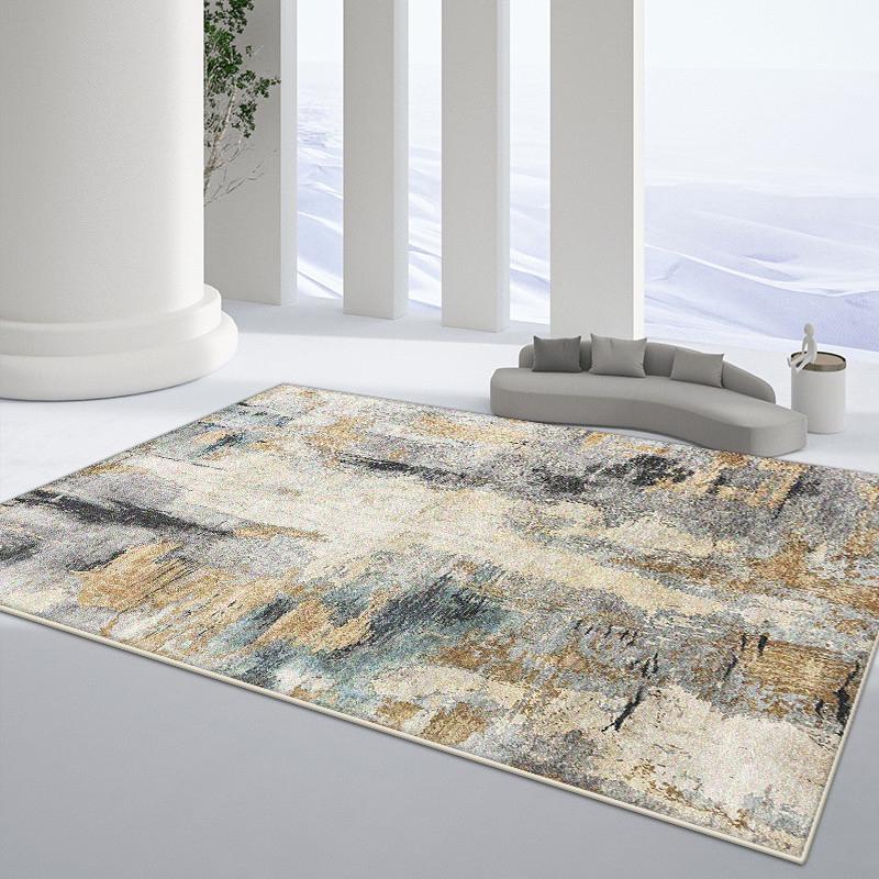 Modern Light Luxury Golden Carpet Living Room Abstract Decoration Large Area Non-slip Rugs Bedroom Cloakroom Washable Floor Mat