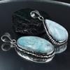 Oval-Pear Cut Larimar 84.65 Carat Pair Pendant Healing Stone 925 Silver Gemstone AR-1744