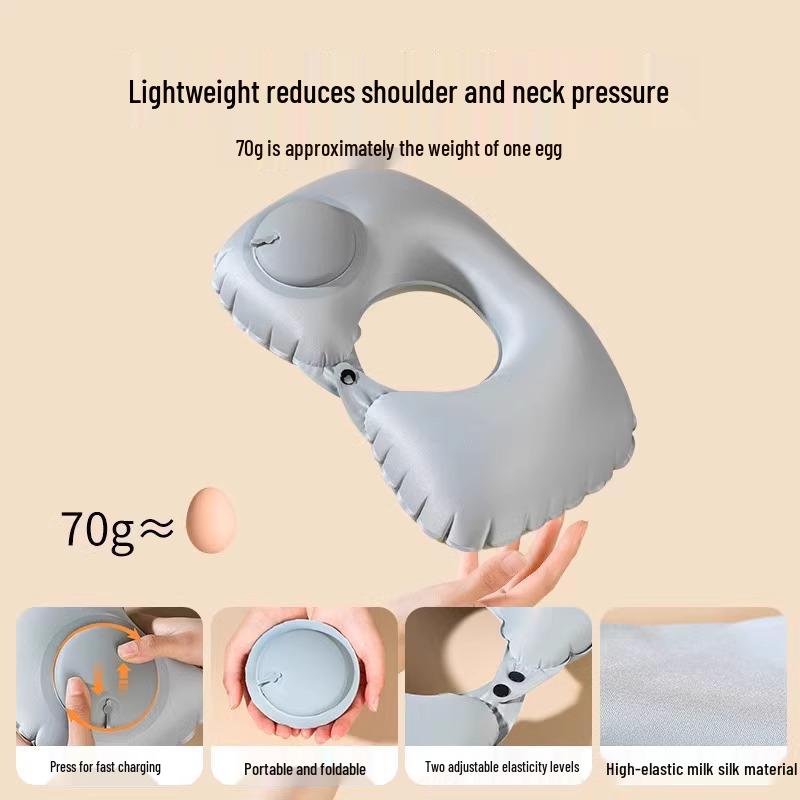 Portable U-Shaped Inflatable Travel Pillow for Neck and Cervical Spine Support