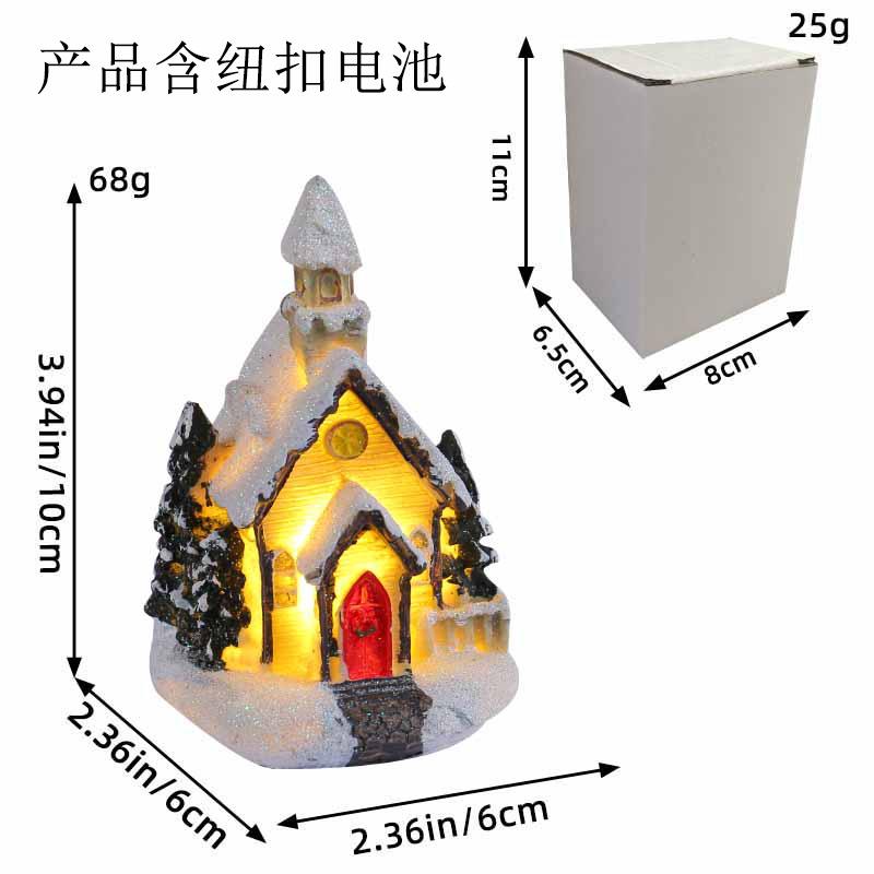 Jingchen new Christmas decorations resin hut colorful luminous house tabletop ornament