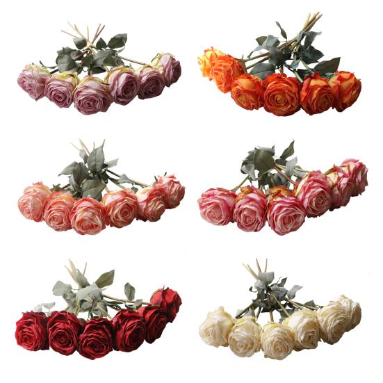 Artificial Rose Flower Realistic Faux Silk Rose with Stem for DIY Wedding Bouquets Home Party Table Centerpiece Floral Arrangement