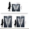 2pcs Set Glam Style Semi-Sheer Curtains   White Angel Wings Print on Deep Blue Textured Background   Polyester    Machine Washa