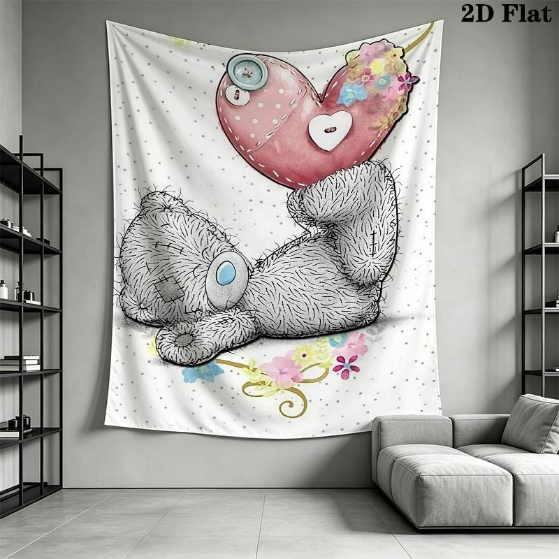 Tatty Teddy Wall Tapestry Aesthetic Wall Hanging Printed Fabric Blanket Decorative Tapestries for Bedroom Living Room Home Decor
