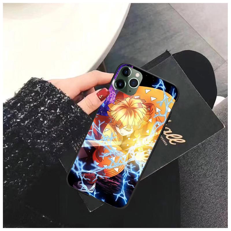 Demon Slayer Agatsuma Zenitsu Anime Phone Case for iPhone 14 13 12 11 Pro MAX X XS Max XR Mini SE 7 8 Plus Black Funda Coque