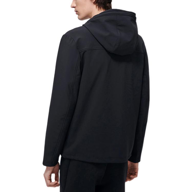 FILA Solid Color Logo Label Hooded Jacket Men jackets Black F11M318508F-BK