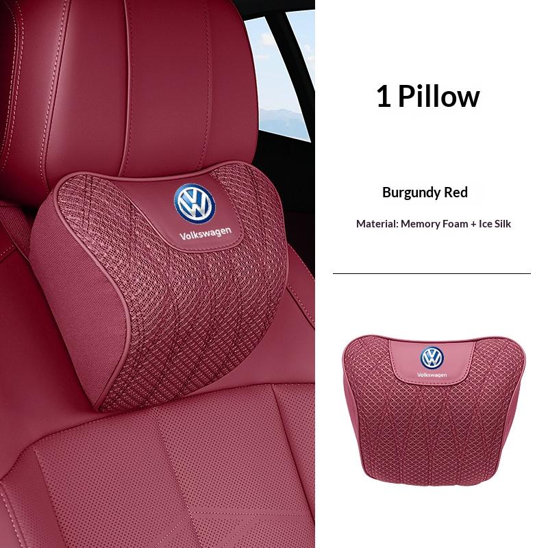 Volkswagen leather headrest ice silk breathable fabric for VW Golf 8 id3 T-roc Passat B8 GTI neck pillow cushion seat cushion