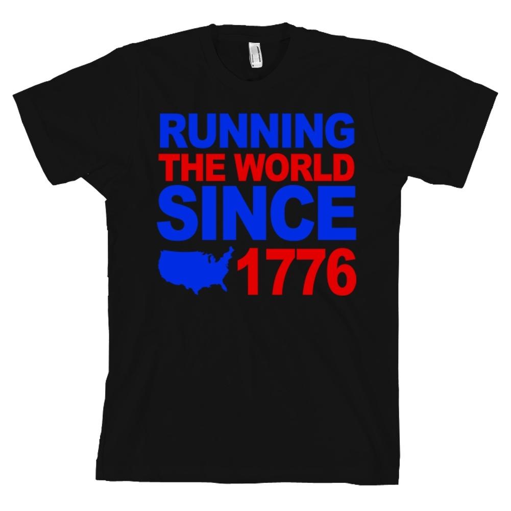 Running The World Since 1776 Bella + Canvas T Shirt USA Merica Patriotic Tee S разноцветный