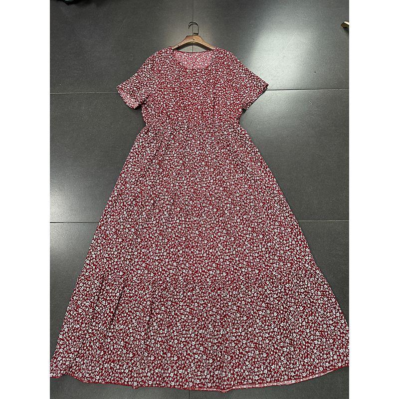 

Женское платье большого размера из шифоновой ткани четырех цветов с крупным цветочным принтом, длинное Red Floral 2XL