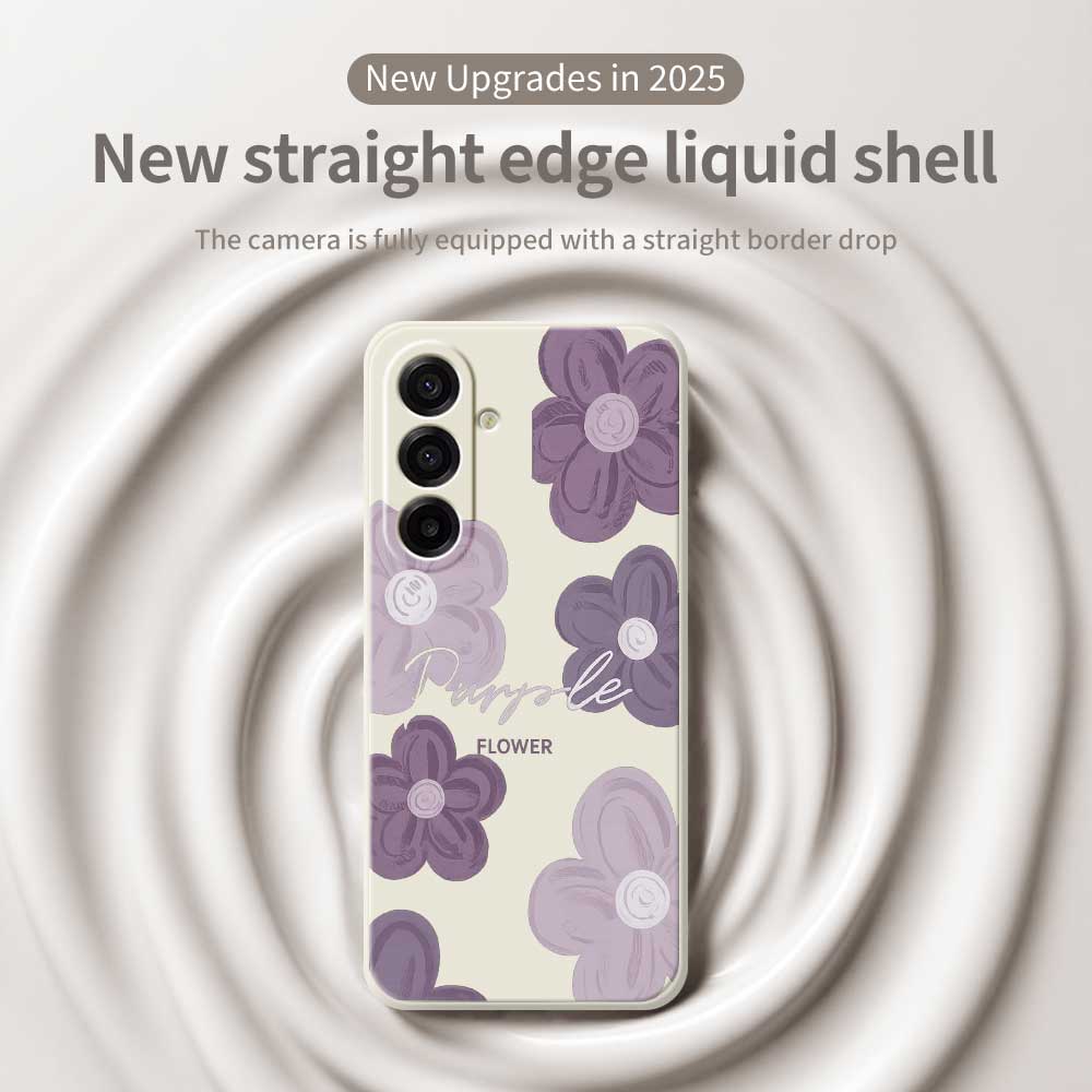For Samsung Galaxy A17 5G Case Purple Flower Pattern Printing Straight Edge TPU Phone Back Cover