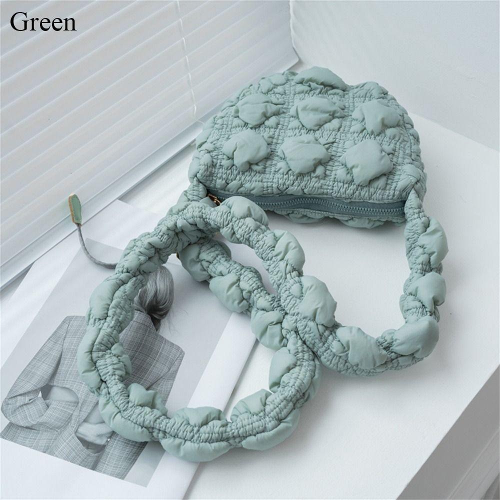 Women Cloud Pleated Bubbles Messenger Bag Elegant Quilted Shopping Bag Casual Shoulder Bag Fashion Simple Solid Color Handbags