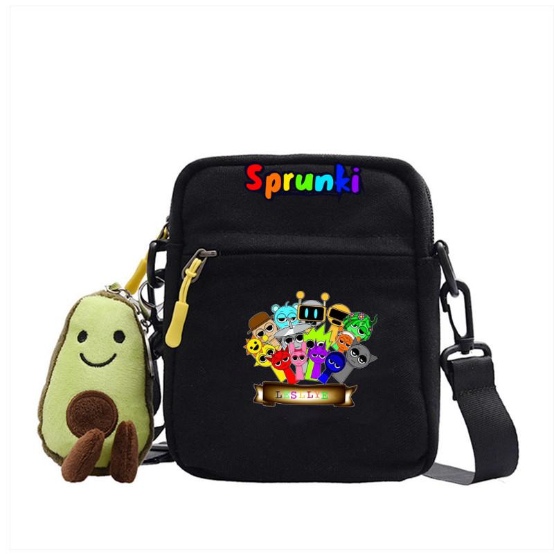 Sprunki Cartoon Rhythm Box Mini Crossbody Bag Canvas Street Fashion For Girls And Teens