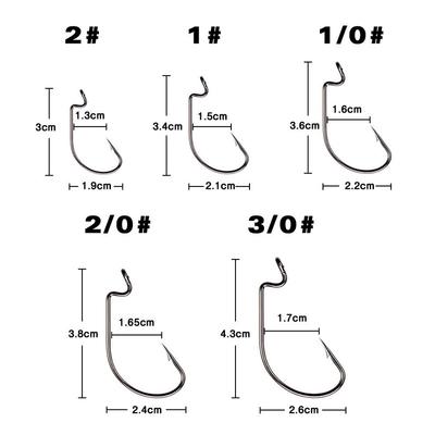 51Pcs Crank Hook Small Box Set Black Nickel Hook Subbait Wide Belly Crank Hook Soft Bait Hook Box