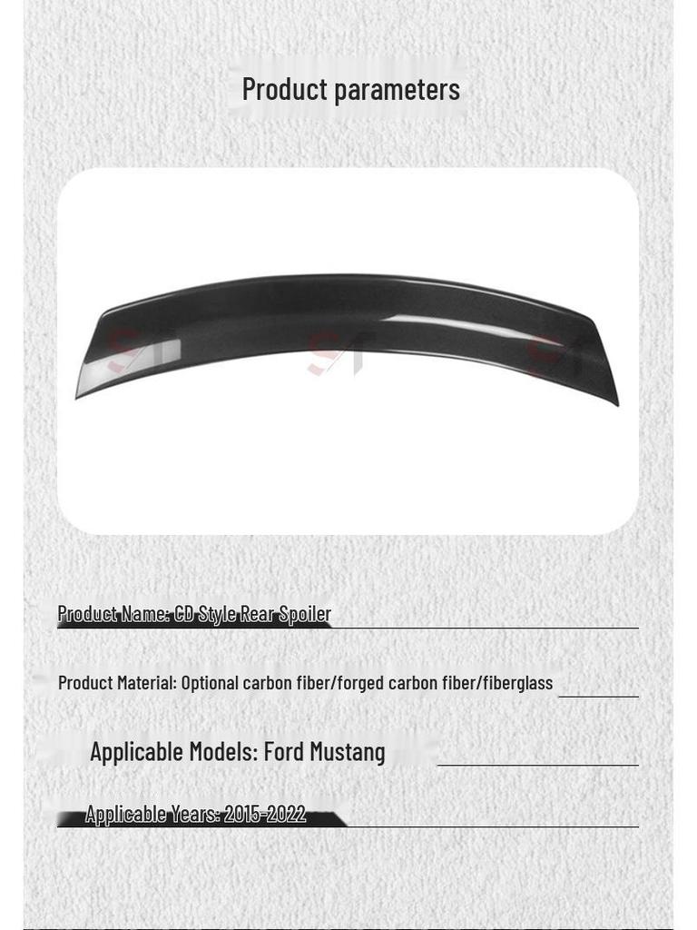 CD Style Spoiler Deflector for 2015-2022 Ford Mustang Tail Wing