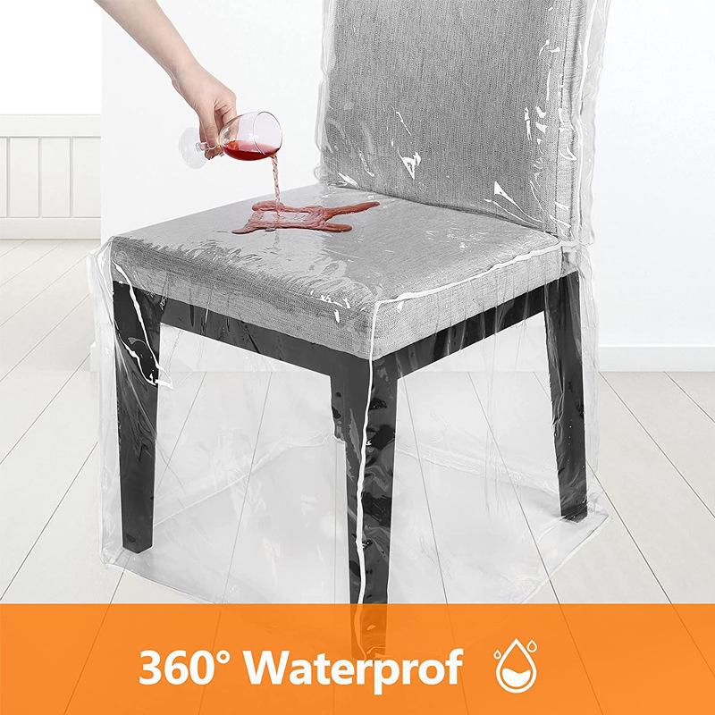 Plastic Dining Chair Covers Waterproof Pvc Seat Chair Protector Short/Medium/Long Seat Dustproof Cover For Home Kitchen Bedroom