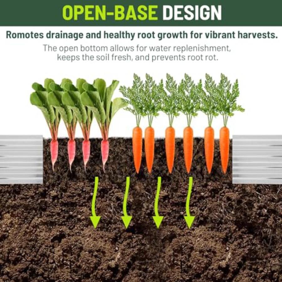 2 Pack 8x2x1FT Galvanized Metal Raised Garden Bed Kit for Vegetables Herbs Open-Bottom Large Ccity Outdoor Planter Box Gardenin