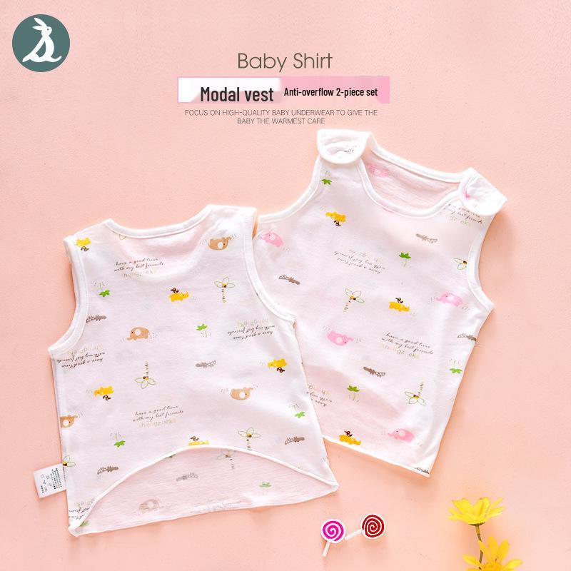 2-Piece Newborn Modal Half-Sleeve Anti-Spill Vest Set for Outdoors