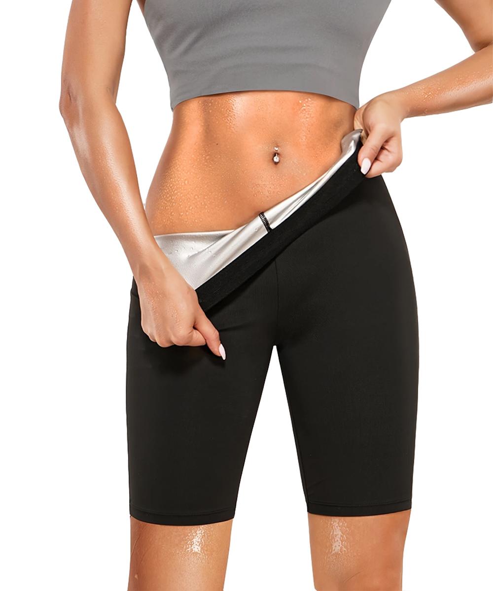 

Women s Thermo-Activated Sauna Shorts Solid Color Shorts for Female Sweat-Inducing Pants Butt-Lifting Sauna Shaping Pants with Elastic Waistband 2XL/3XL сірий колір/чорний