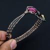 Ruby Bangle 999 Copper Wire Wrapped Cuff Bracelet, Adjustable Bangle Gemstone Jewelry, Gift For Mom Handmade Brand, New Jewelry