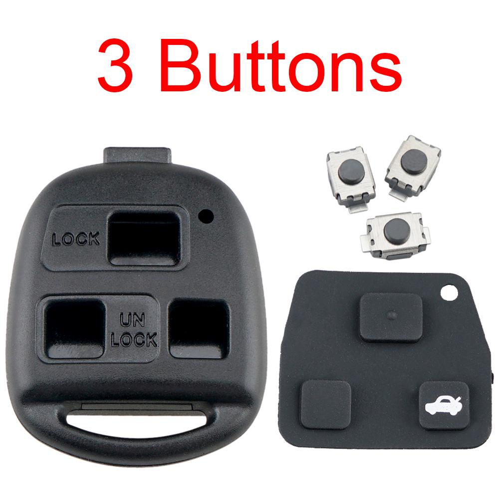 2 Buttons Toy43 Blade Car Remote Key Shell Fit For Toyota With Rubber Button Pad, Serviceable Car Key Housing