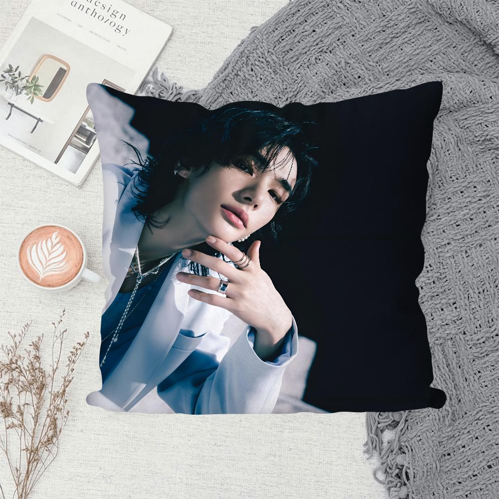 

1PC Singer Hyunjin Pillow Case Hot Game Cartoon Sofa Decorative Home Double-sided Printing Short Plush Cute Cushion Cover 16x16Inch