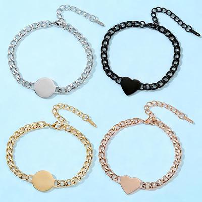 Europäisches & Amerikanisches Lasergraviertes Edelstahl Cuban Link Armband