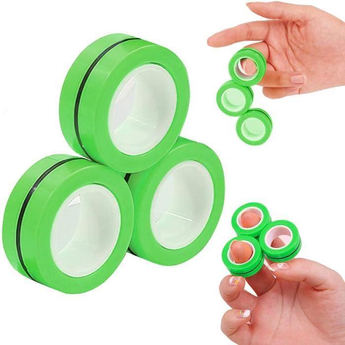 SHOP-STORY - ROLLING FINGERS VERT : 3 Anneaux Magnétiques Anti-Stress