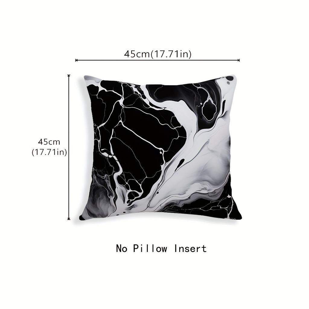 Black White Marble Pattern Printed Pillowcase Home Room Office Living Room Sofa Decor No Insert 18X18 Inch