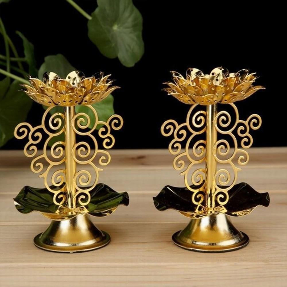 New Gold Candle Holder Metal Lotus Lamp Candlestick Flower Stand Tealight Table Centerpieces