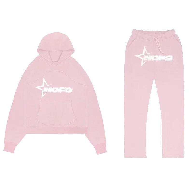 Hip Hop Streetwear Hoodie Pants Set Men Women - Embroidered Letter Print Loose Fit Long Sleeve Unisex Tracksuit