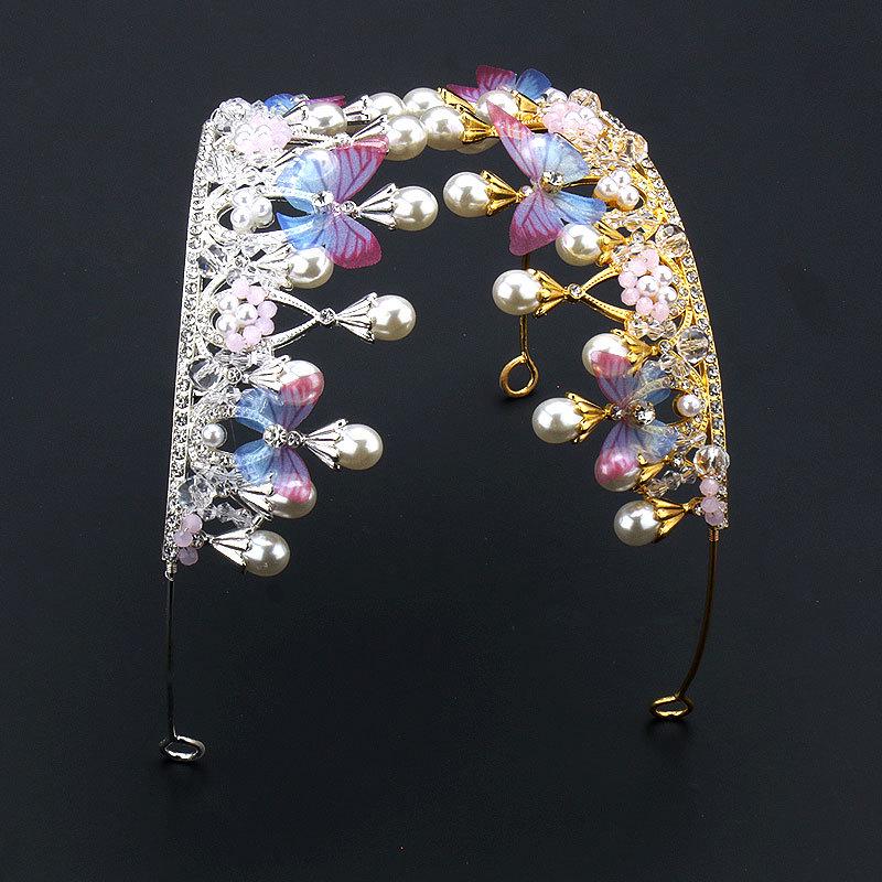 Alloy Butterfly Pearl Rhinestone Headband - Festival Costume for Kids