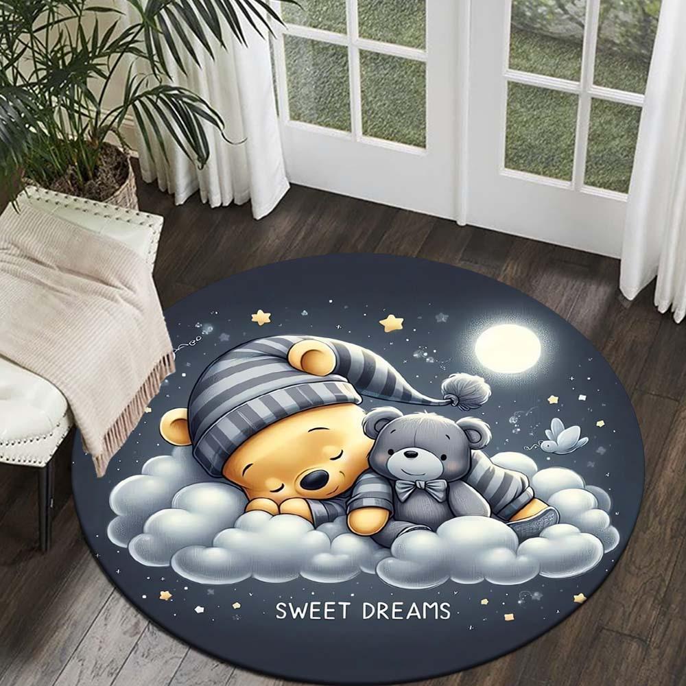 

1pc Winnie the Pooh Round Area Rug , Playroom Bedroom Living Room Indoor Decor Rug , Perfect for Leisure Areas , Bedside , Cloakroom , and O 80cm/31.5in