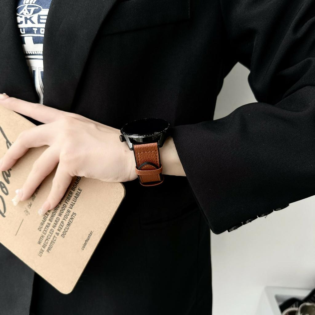 22mm Universal Watch Band For Huawei Watch GT 5 46mm Silicone Leather Coated Wrist Strap