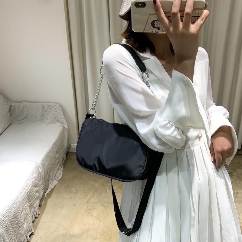 Neformální crossbody kabelky pro ženy s řetízkovým nylonovým jednobarevným ramenem