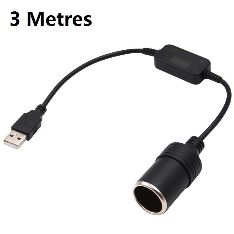Car 5V To 12V Power Converter Step Up USB Male To Cigarette Lighter Female Adapter Power Cable For Dash Cam Auto Accessories
