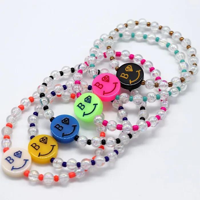 Color Smile Transparent Ball Bracelet Smile Transparent Ball Fashion Bead Bracelet 6 Colors