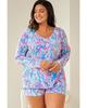 Azura Exchange Floral Print Long Sleeve and Shorts Lounge Outfit